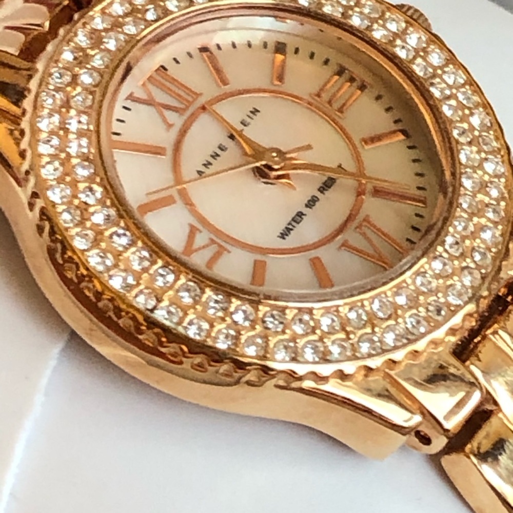 AK Anne Klein Rose Gold Swarovski Mother of Pearl